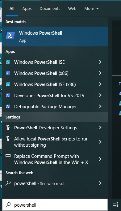 Open powershell